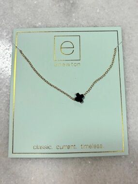 eNewton Gold Necklace with Black Pendant